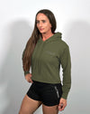 Women's Sueded Raw Edge Crop Hoodie Sweatshirt- **PRE-ORDER ONLY**