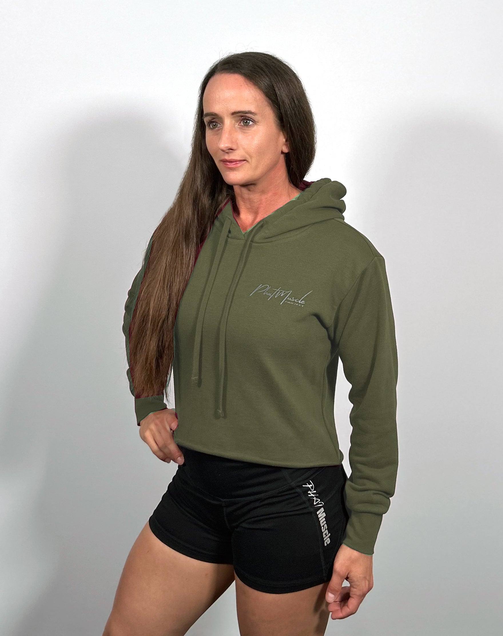 Women's Sueded Raw Edge Crop Hoodie Sweatshirt- **PRE-ORDER ONLY**