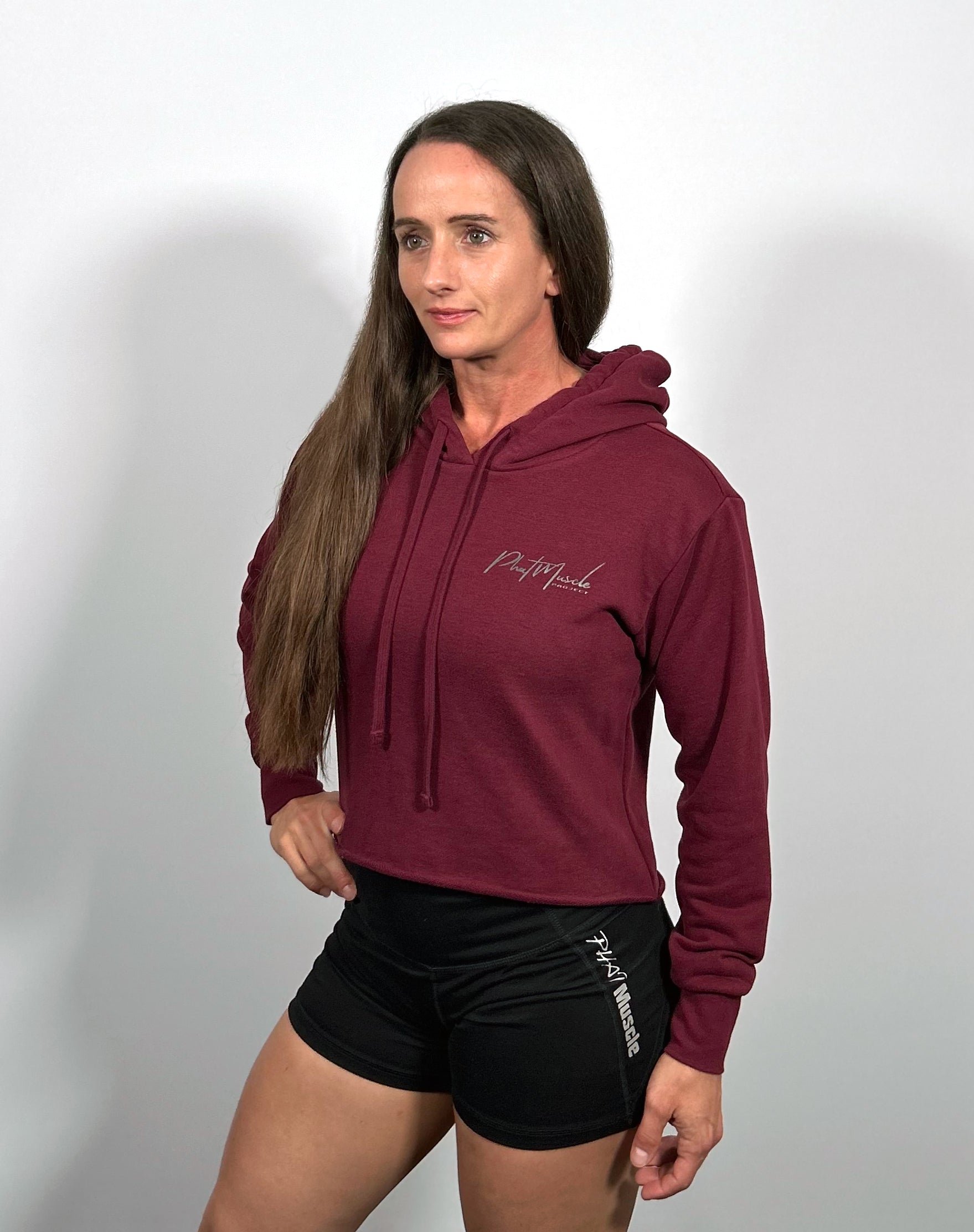 Women's Sueded Raw Edge Crop Hoodie Sweatshirt- **PRE-ORDER ONLY**