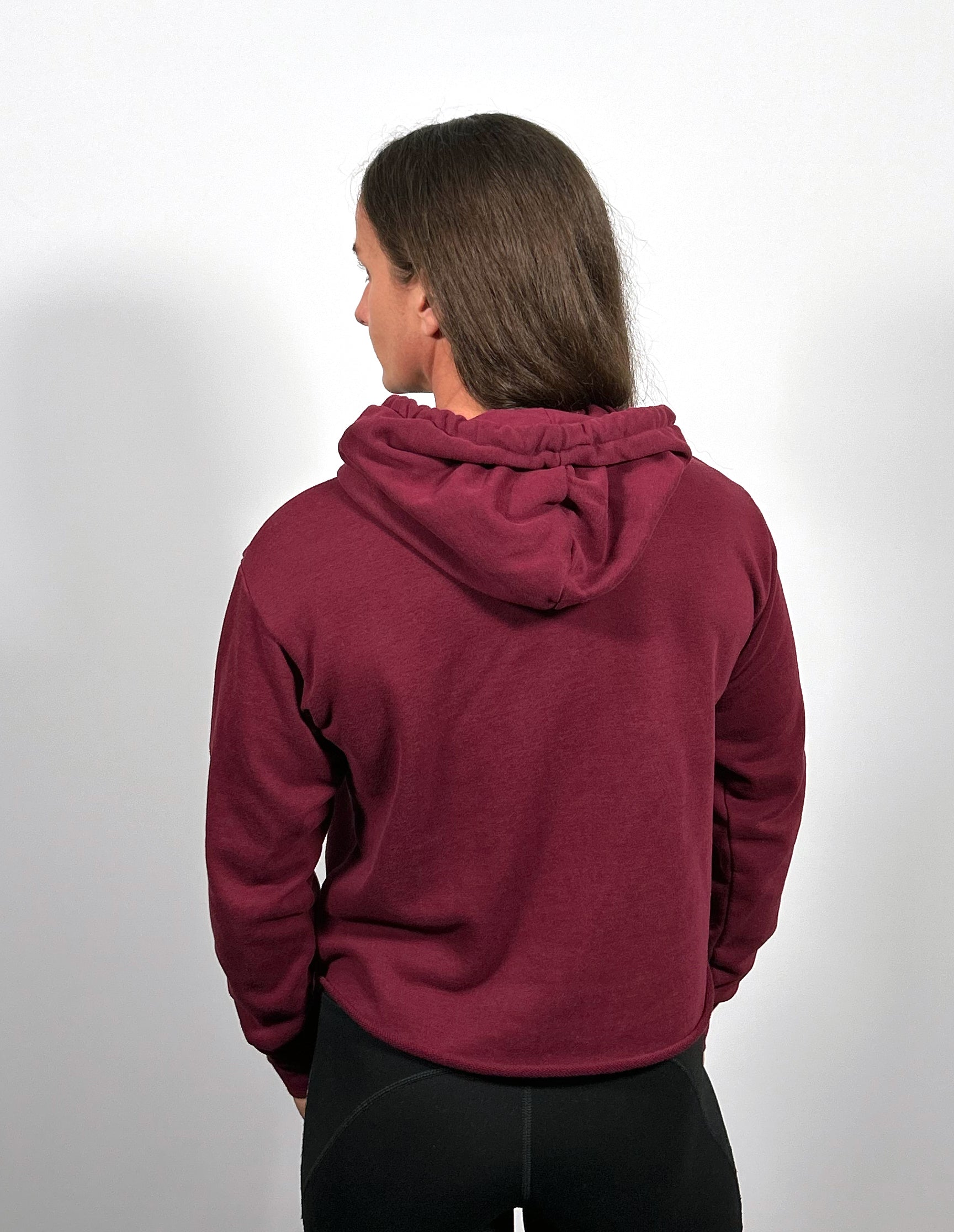 Women's Sueded Raw Edge Crop Hoodie Sweatshirt- **PRE-ORDER ONLY**
